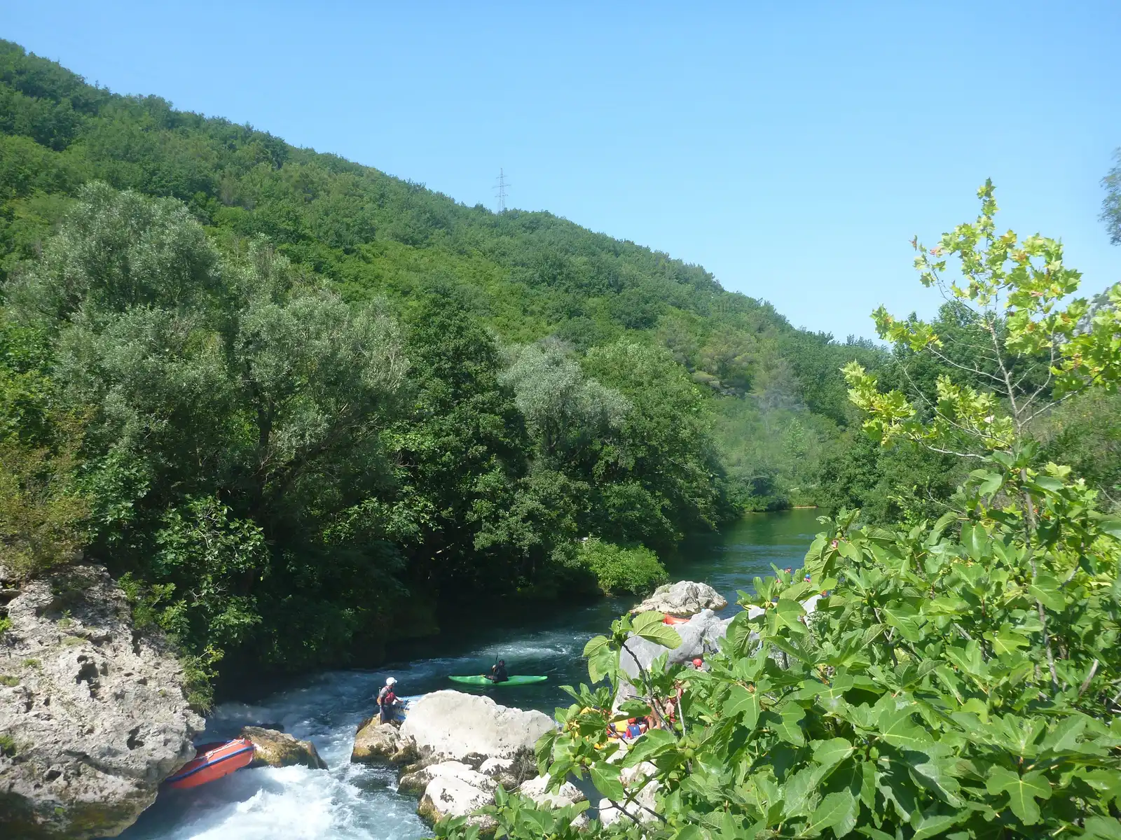 The Cetina river canyon below Zadvarje with green water and steep rock walls